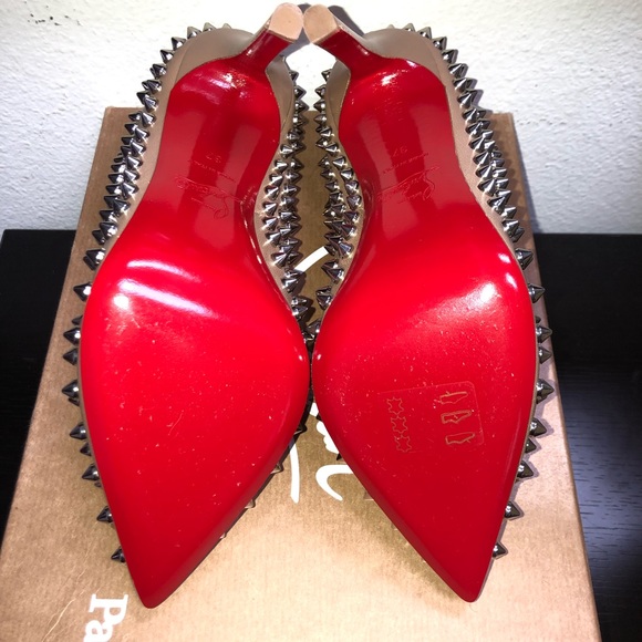 Christian Louboutin NUDE ORIGINAL PRE-2013 PIGALLE SPIKES 120 PUMPS Heels - Picture 10 of 11